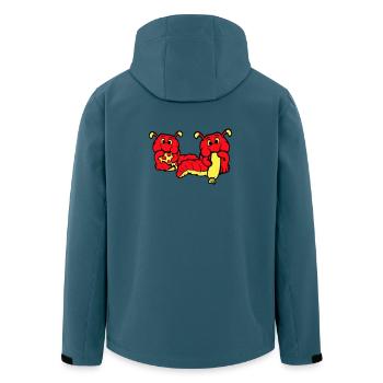 2 chenilles ver heureux manger pizza saucisse manger - Veste softshell homme en polyester recyclé Stanley/Stella - bleu pétrole foncé - Dos - AI Model Male 185 light (185cm)
