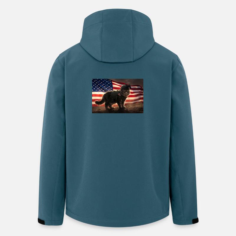 Katzenkrieger vor US-Flagge - Recycelte Männer Softshell-Jacke von Stanley/Stella - Dunkles Petrol