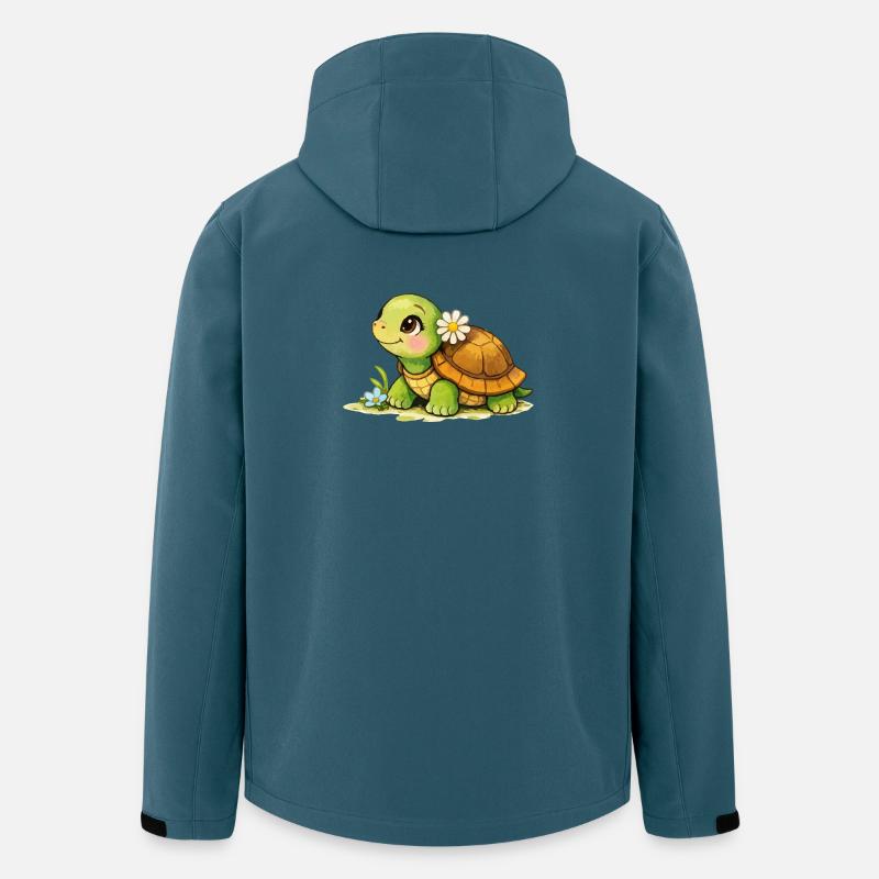 Schildkröte mit Blume Cartoon - Recycelte Männer Softshell-Jacke von Stanley/Stella - Dunkles Petrol