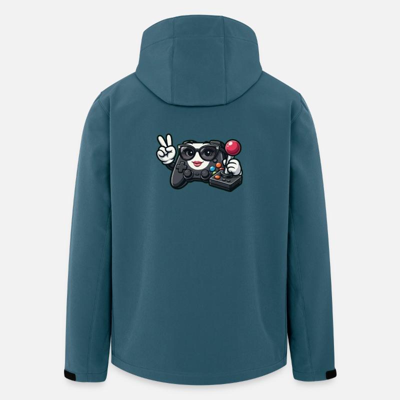 Kawaii-Spielcontroller-Friedenszeichen - Recycelte Männer Softshell-Jacke von Stanley/Stella - Dunkles Petrol
