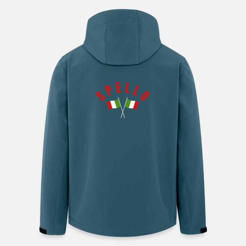 Drapeaux italiens de Spello - Veste softshell homme en polyester recyclé Stanley/Stella - bleu pétrole foncé