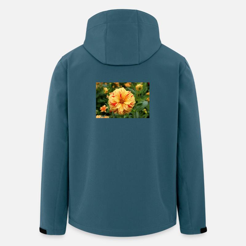 Dahlie Blüte Blume gelb rot - Recycelte Männer Softshell-Jacke von Stanley/Stella - Dunkles Petrol