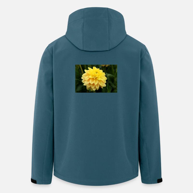 Dahlia fleur jaune, fleur - Veste softshell homme en polyester recyclé Stanley/Stella - bleu pétrole foncé