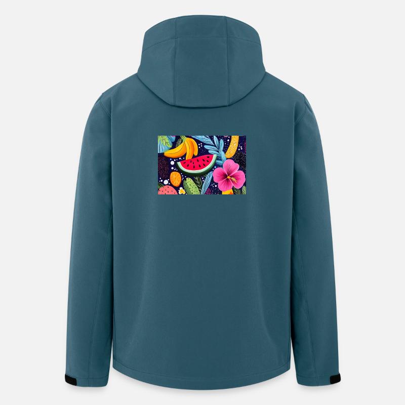 Bunte tropische Früchte - Recycelte Männer Softshell-Jacke von Stanley/Stella - Dunkles Petrol