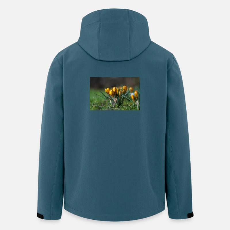 Gros plan de fleurs - Veste softshell homme en polyester recyclé Stanley/Stella - bleu pétrole foncé