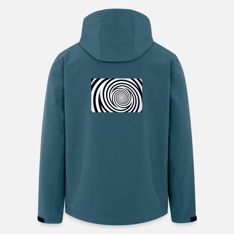 Hypnotisches Spiralmonochrom - Recycelte Männer Softshell-Jacke von Stanley/Stella - Dunkles Petrol