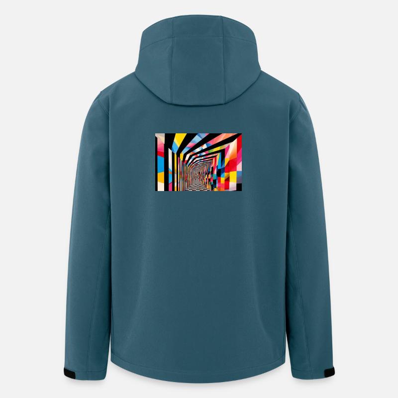 Farbenfroher geometrischer Tunnel - Recycelte Männer Softshell-Jacke von Stanley/Stella - Dunkles Petrol