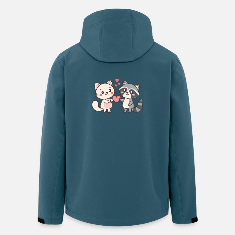 Katzen-Waschbär-Duo kuscheln und lieben - Recycelte Männer Softshell-Jacke von Stanley/Stella - Dunkles Petrol