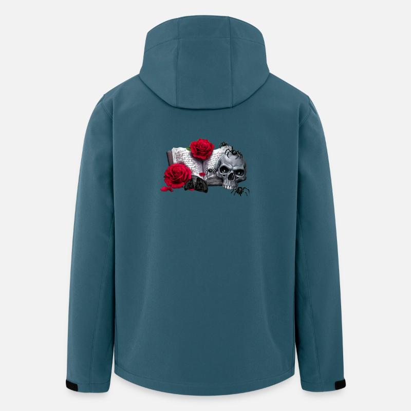 Gothic-Buch mit Rosenblüten, Menschenschädel - Recycelte Männer Softshell-Jacke von Stanley/Stella - Dunkles Petrol