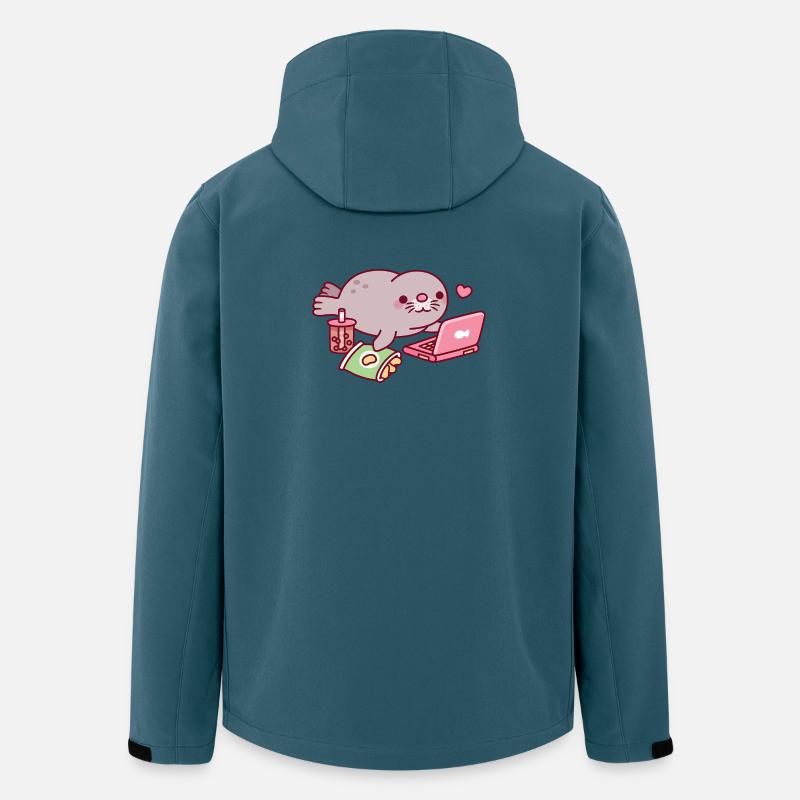 Cute Chonky Seal Chilling With Laptop And Boba Tea - Men’s Recycled Softshell Jacket by Stanley/Stella - stargazer