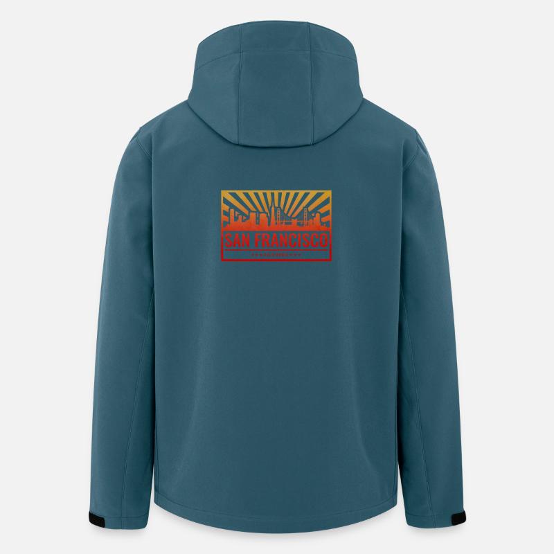 Skyline du coucher de soleil de San Francisco - Veste softshell homme en polyester recyclé Stanley/Stella - bleu pétrole foncé
