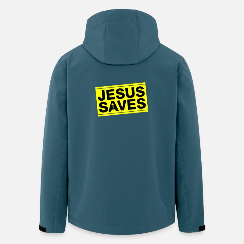 Jesus Rettet Spruch Christlich - Recycelte Männer Softshell-Jacke von Stanley/Stella - Dunkles Petrol
