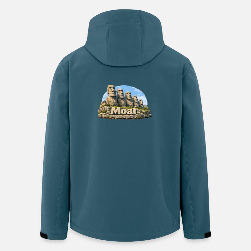 Graphique de l’île Moai Images - Veste softshell homme en polyester recyclé Stanley/Stella - bleu pétrole foncé
