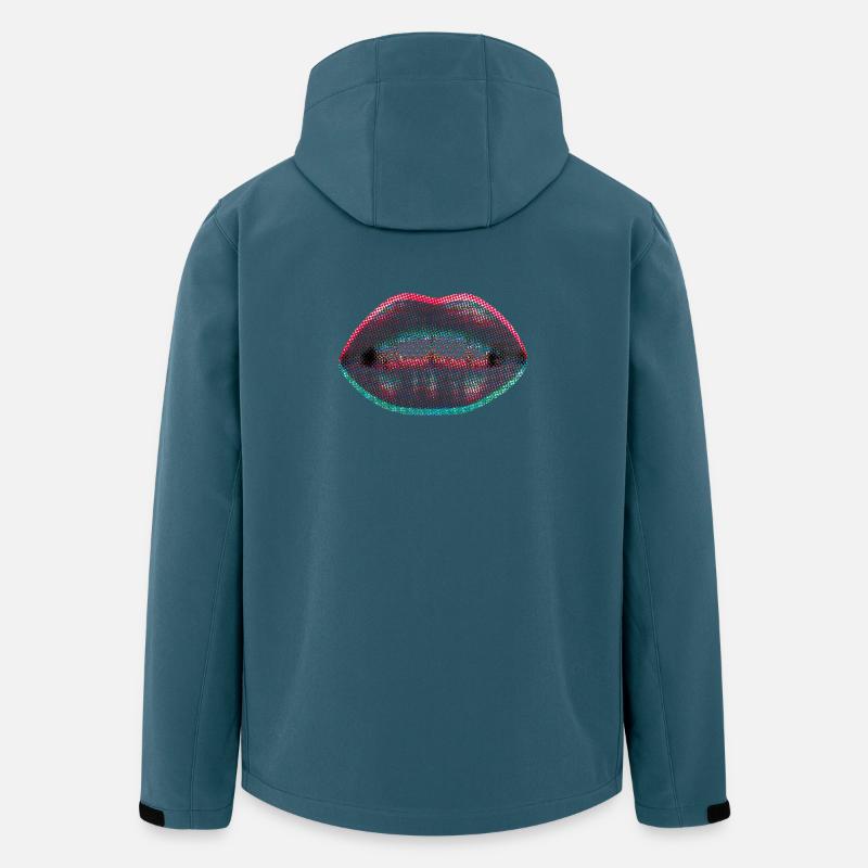 Lèvres néon en pointillés - Veste softshell homme en polyester recyclé Stanley/Stella - bleu pétrole foncé