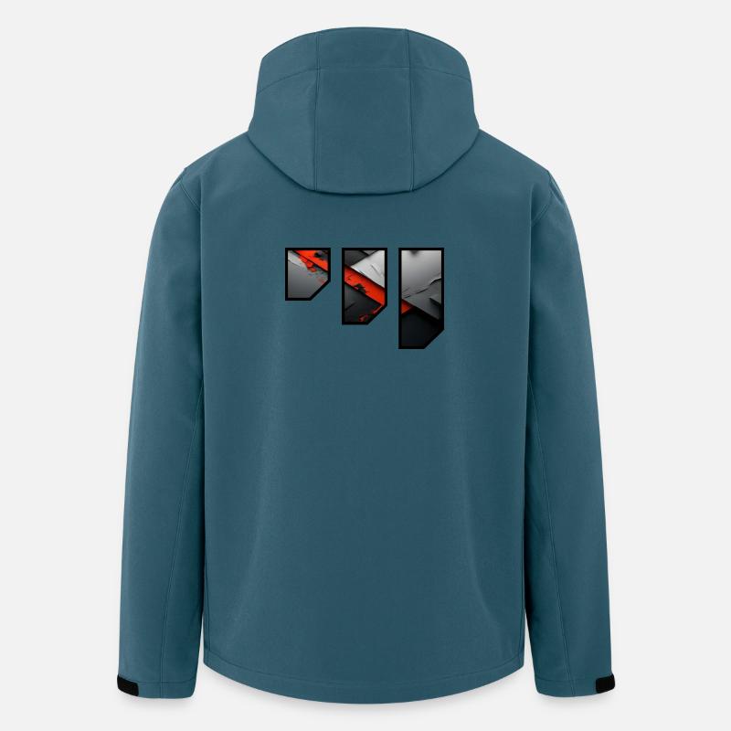 Abstraktes rotes und graues Reißmuster - Recycelte Männer Softshell-Jacke von Stanley/Stella - Dunkles Petrol