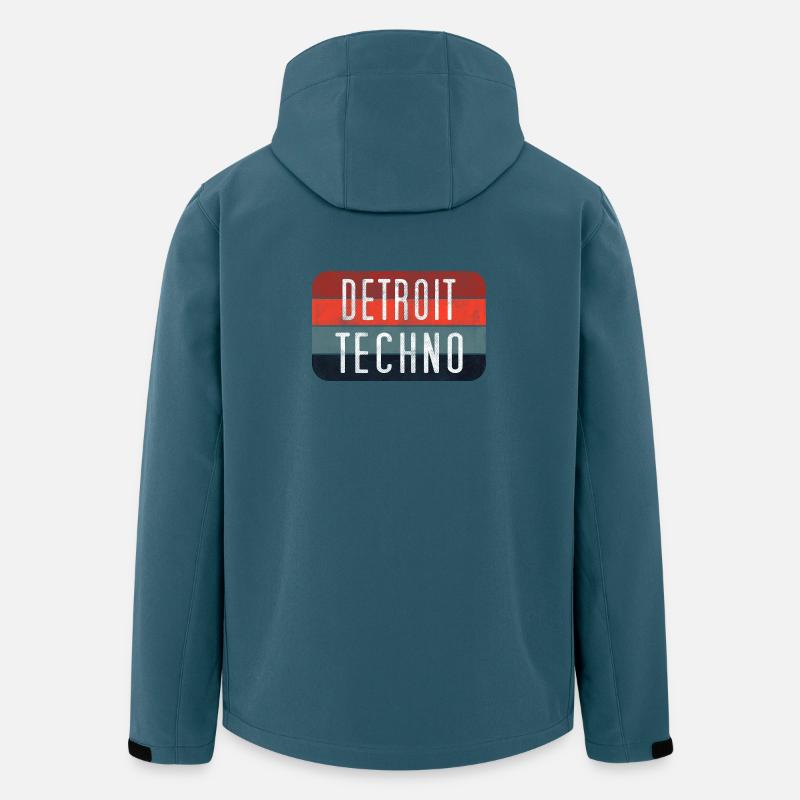 Emblème néon techno de Détroit - Veste softshell homme en polyester recyclé Stanley/Stella - bleu pétrole foncé