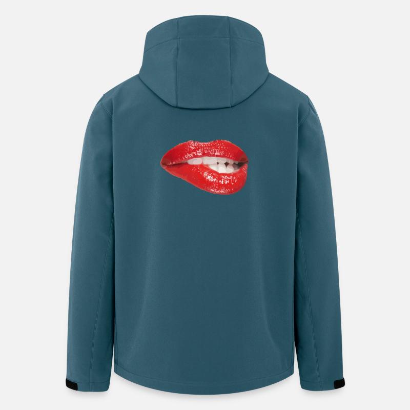 Crimson Lip Bite Pop Art - Recycelte Männer Softshell-Jacke von Stanley/Stella - Dunkles Petrol