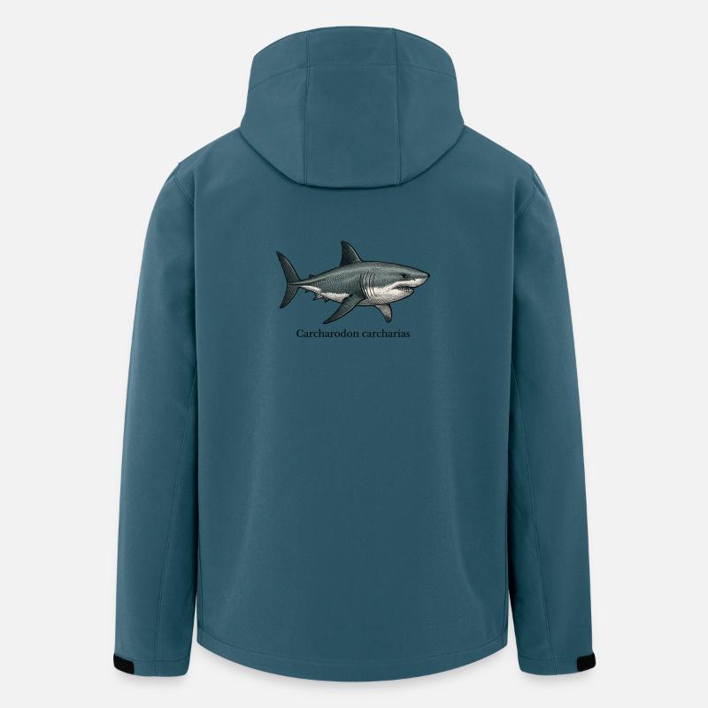 Carcharodon carcharias grand requin blanc - Veste softshell homme en polyester recyclé Stanley/Stella - bleu pétrole foncé