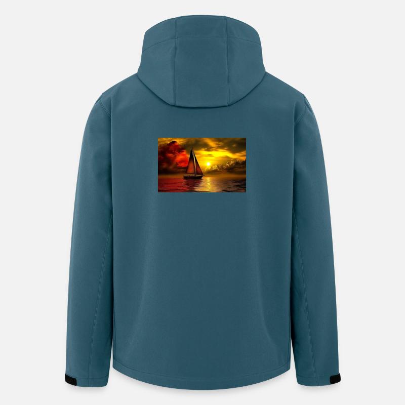 Segelboot im Sonnenuntergang - Recycelte Männer Softshell-Jacke von Stanley/Stella - Dunkles Petrol