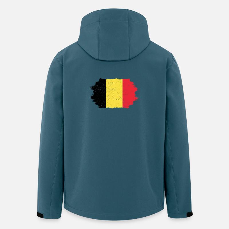 Drapeau belge coup de pinceau - Veste softshell homme en polyester recyclé Stanley/Stella - bleu pétrole foncé