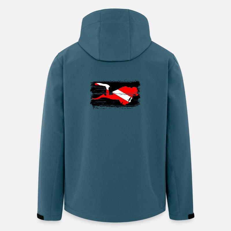 Diagonal Crimson Splash auf Schwarz - Recycelte Männer Softshell-Jacke von Stanley/Stella - Dunkles Petrol