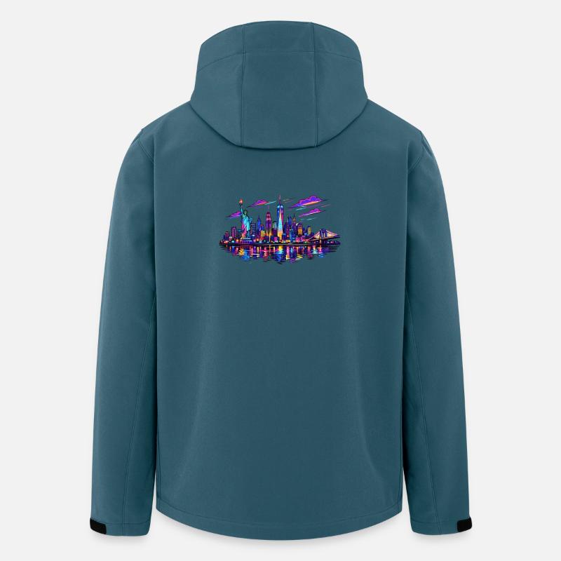 NYC Neon-Skyline Reflektion - Recycelte Männer Softshell-Jacke von Stanley/Stella - Dunkles Petrol