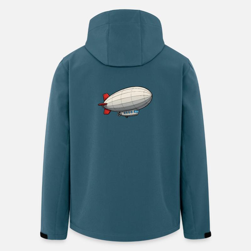 Zeppelin de dessins animés de dirigeables - Veste softshell homme en polyester recyclé Stanley/Stella - bleu pétrole foncé