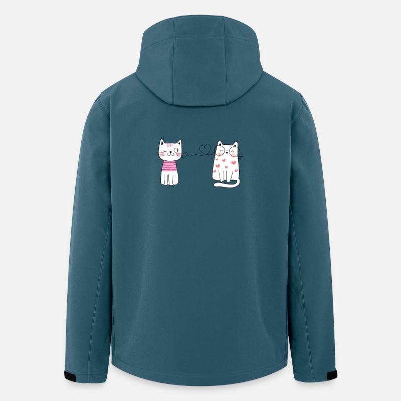 Zwei Katzen im HerzPopArt Stil - Recycelte Männer Softshell-Jacke von Stanley/Stella - Dunkles Petrol