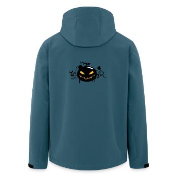 schwarzer Halloween Kürbis mit leuchtenden Augen - Recycelte Männer Softshell-Jacke von Stanley/Stella - Dunkles Petrol - Hinten - AI Model Male 185 light (185cm)