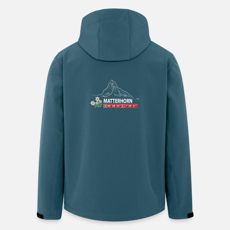 Cervin avec Edelweiss et GPS - Veste softshell homme en polyester recyclé Stanley/Stella - bleu pétrole foncé