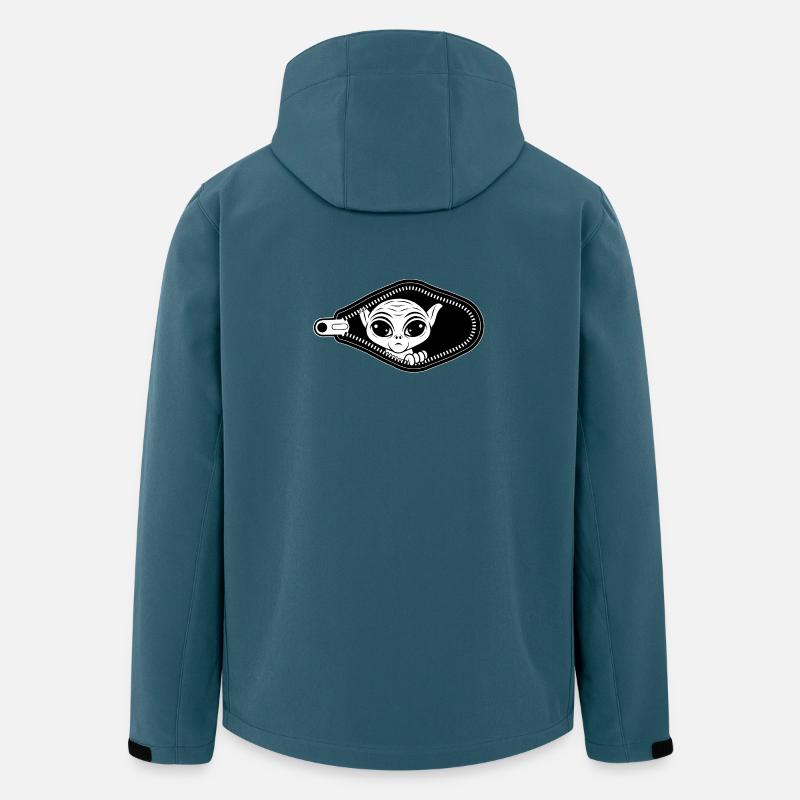 Alien guckt aus Reissverschluss - Recycelte Männer Softshell-Jacke von Stanley/Stella - Dunkles Petrol