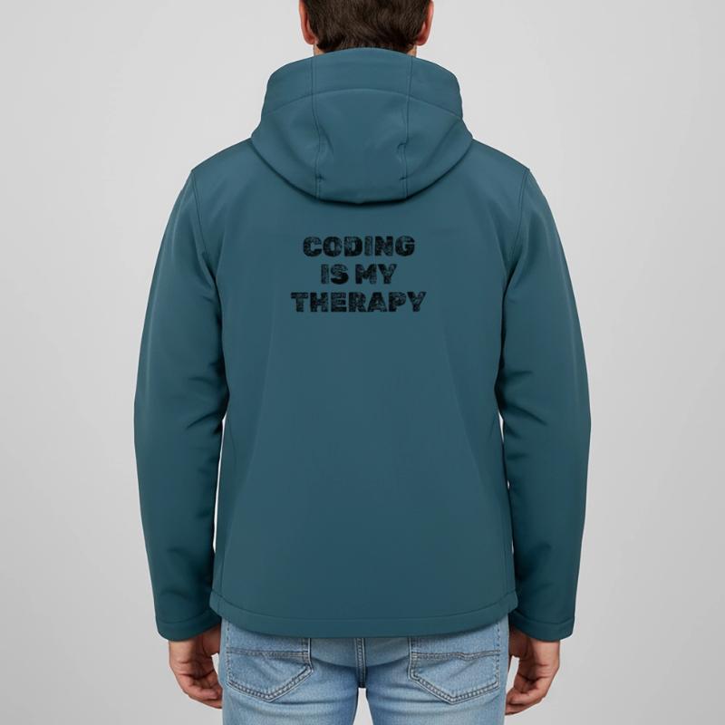 Coding Is My Therapy Developer Saying Men’s Recycled Softshell Jacket by Stanley/Stella