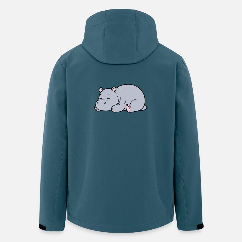 Schlafendes Nilpferd Müde Faul Vektor - Recycelte Männer Softshell-Jacke von Stanley/Stella - Dunkles Petrol