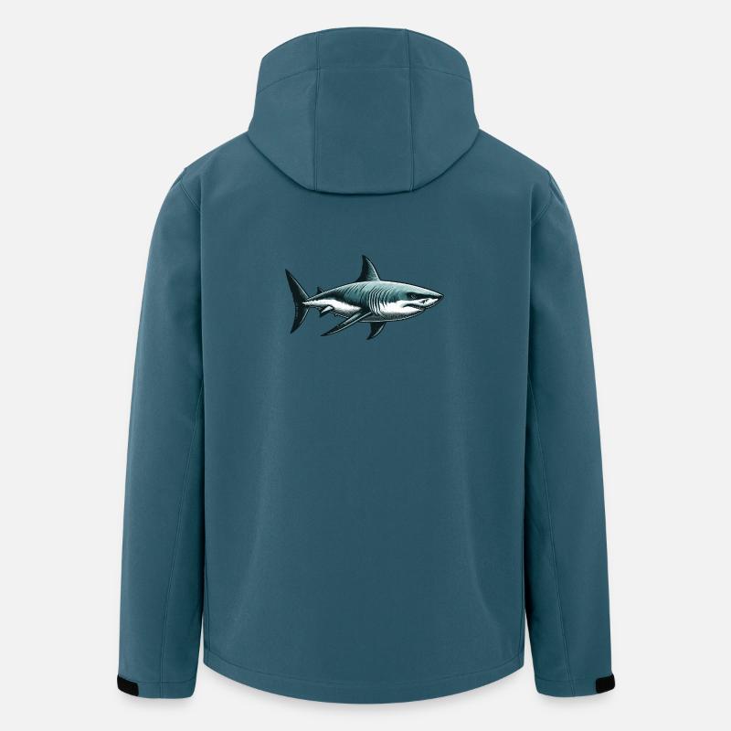 Grand requin blanc - Veste softshell homme en polyester recyclé Stanley/Stella - bleu pétrole foncé
