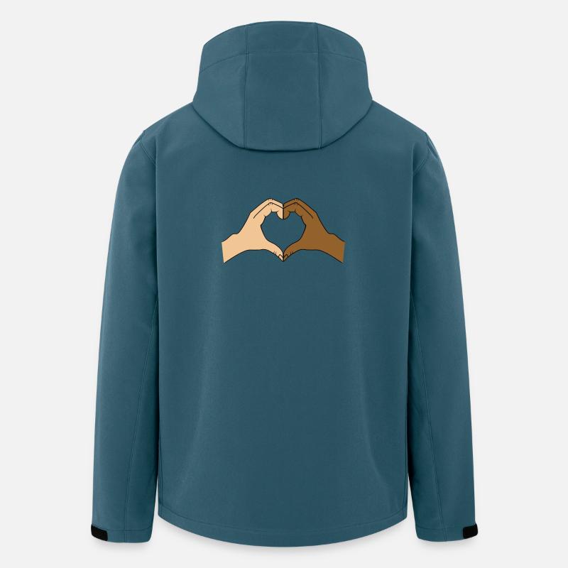 Farbiges Herzhände-Motiv – personalisierbar - Recycelte Männer Softshell-Jacke von Stanley/Stella - Dunkles Petrol