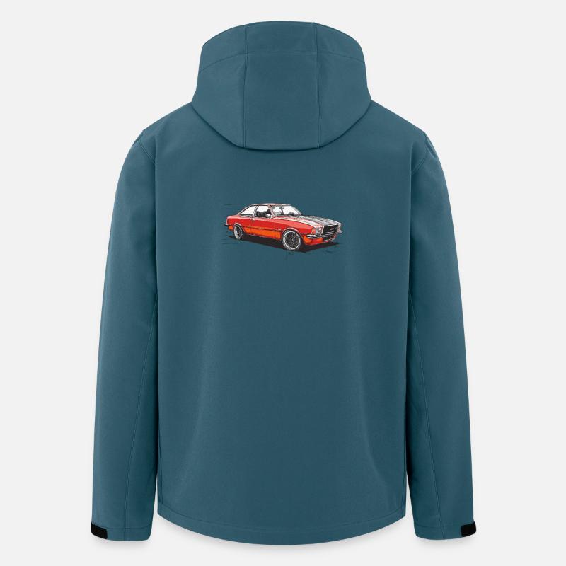 Roter Oldtimer-Coupéwagen - Recycelte Männer Softshell-Jacke von Stanley/Stella - Dunkles Petrol