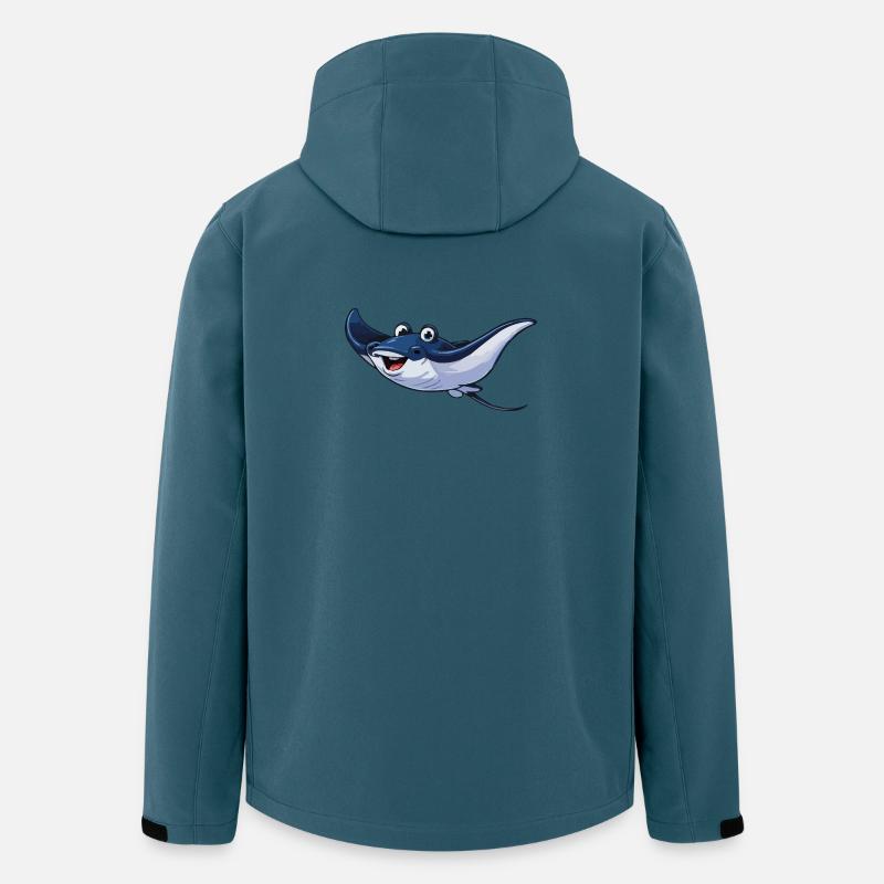 Fröhlicher Blauer Rochen Cartoon - Recycelte Männer Softshell-Jacke von Stanley/Stella - Dunkles Petrol