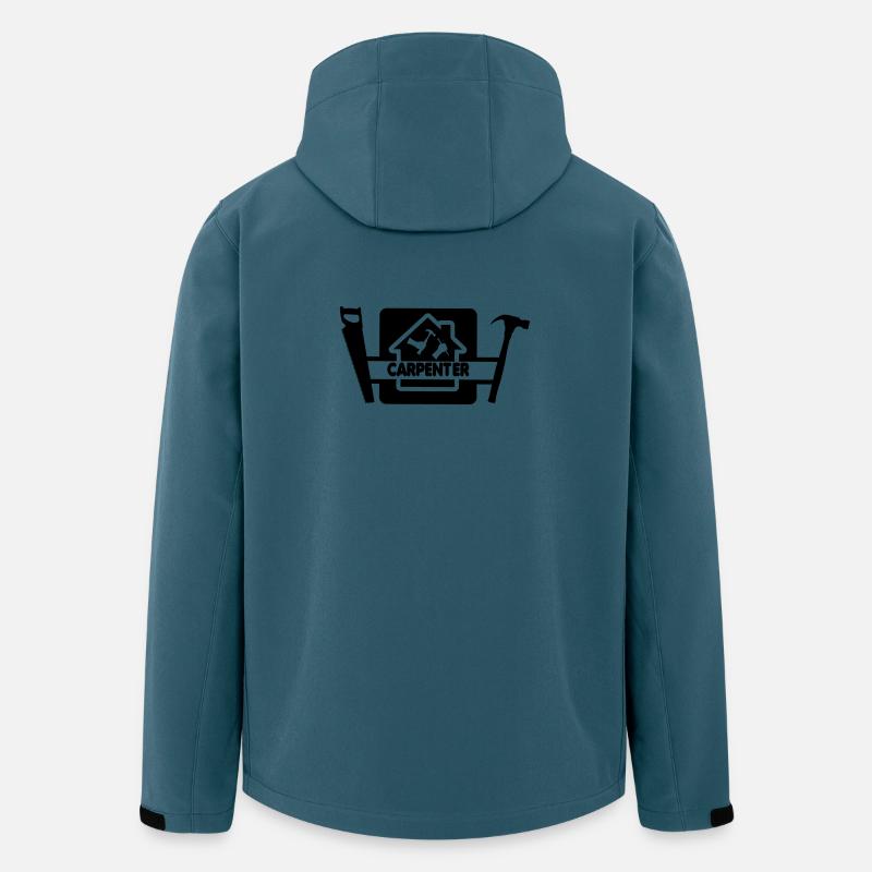 Logo avec texte charpentier - Veste softshell homme en polyester recyclé Stanley/Stella - bleu pétrole foncé