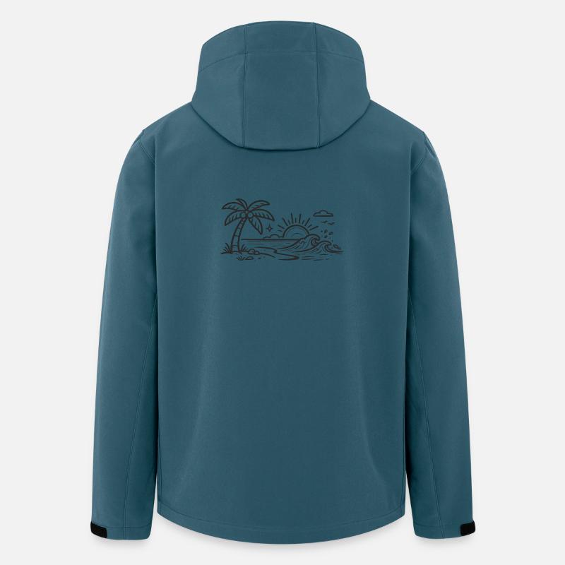 Tropical Palm Wave Line Art - Men’s Recycled Softshell Jacket by Stanley/Stella - stargazer
