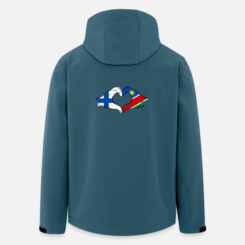 Finnland_Namibia_Flagge_Haende_Herzform_used - Recycelte Männer Softshell-Jacke von Stanley/Stella - Dunkles Petrol