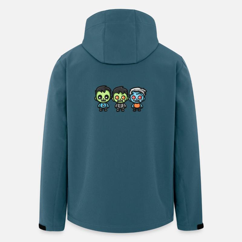 Zombies Halloween Bande dessinée mignonne - Veste softshell homme en polyester recyclé Stanley/Stella - bleu pétrole foncé