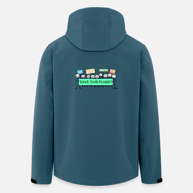 Logo de la manifestation changement climatique - Veste softshell homme en polyester recyclé Stanley/Stella - bleu pétrole foncé