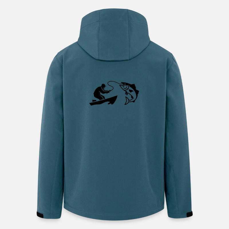 Silhouette de poisson pêcheur bateau - Veste softshell homme en polyester recyclé Stanley/Stella - bleu pétrole foncé