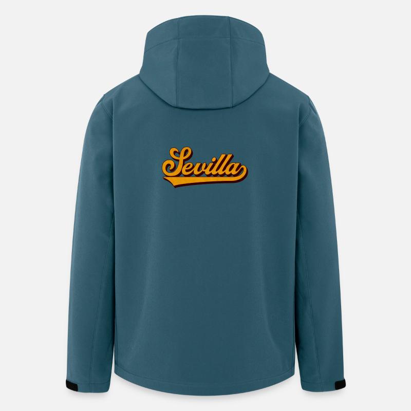 Sevilla Retro Script Gelb - Recycelte Männer Softshell-Jacke von Stanley/Stella - Dunkles Petrol