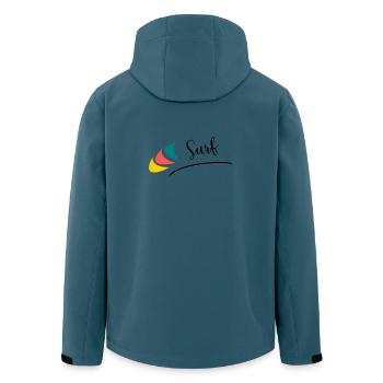 FEIERTAG. FROHE FEIERTAGE. GELIEBTE. MEISTER. LEHRER - Recycelte Männer Softshell-Jacke von Stanley/Stella - Dunkles Petrol - Hinten - AI Model Male 185 light (185cm)