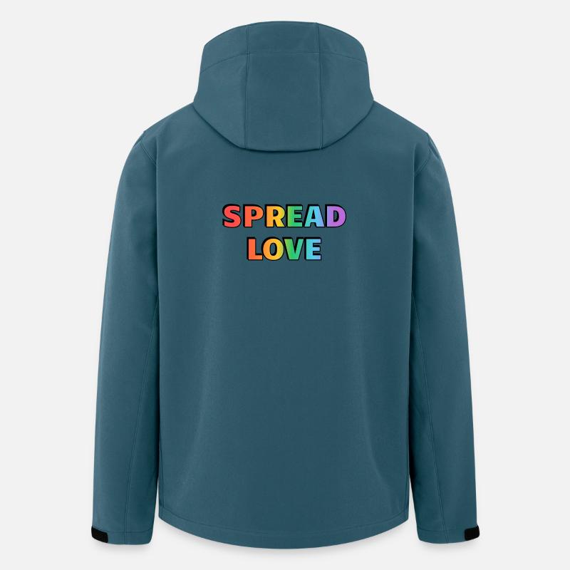 Typographie arc-en-ciel Spread Love - Veste softshell homme en polyester recyclé Stanley/Stella - bleu pétrole foncé