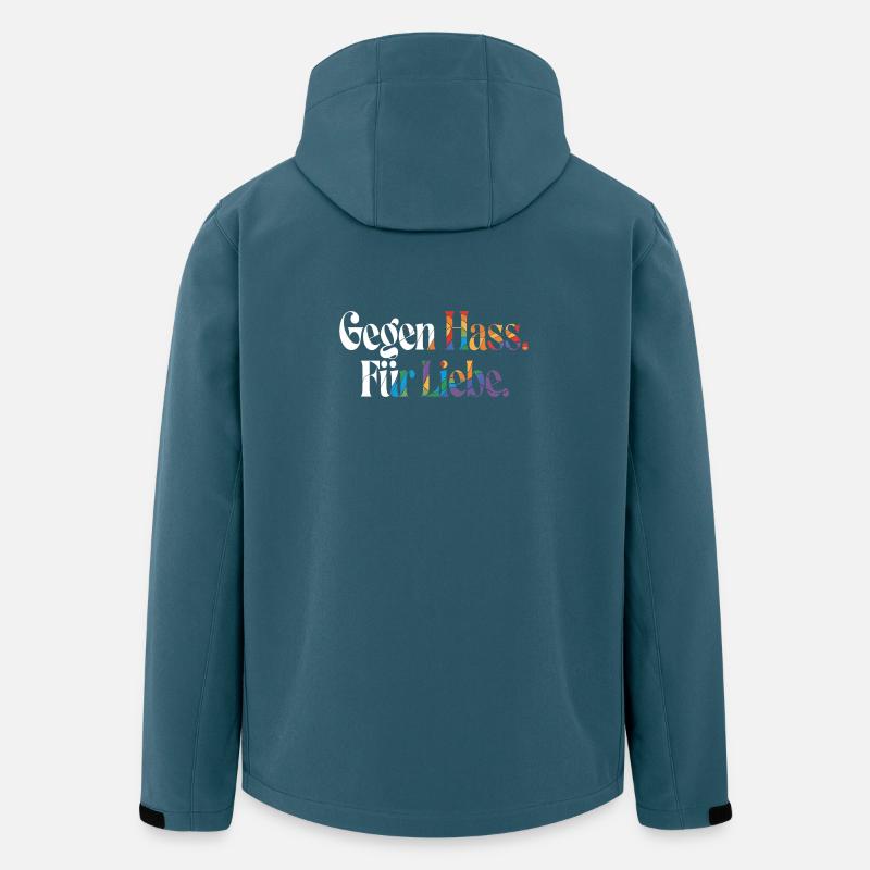 Liebe statt Hass Spruch Positivity Statement - Recycelte Männer Softshell-Jacke von Stanley/Stella - Dunkles Petrol