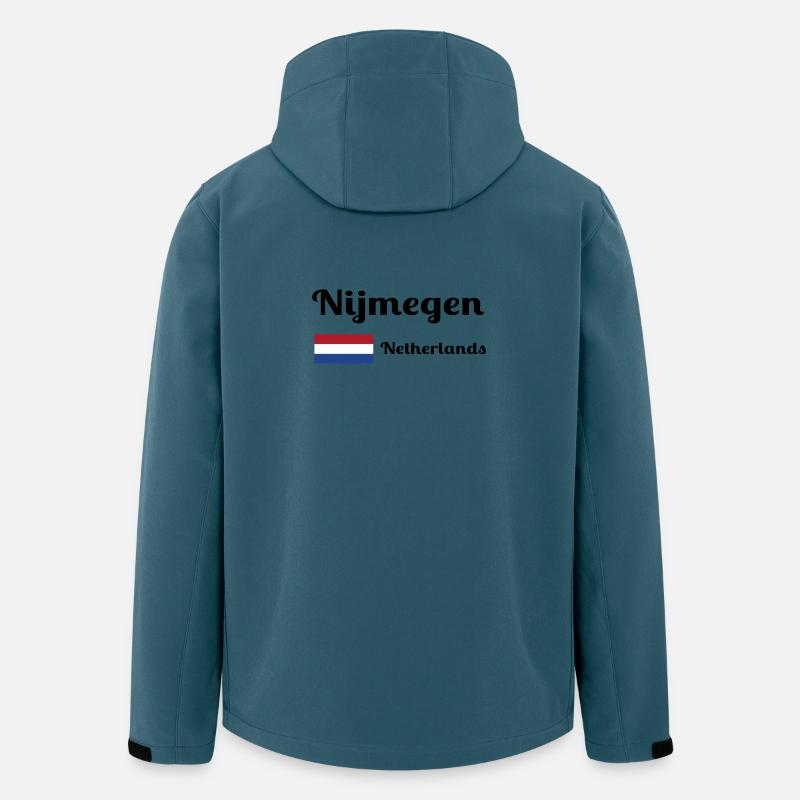 Nimègue, Pays-Bas - Imprimés élégants - Veste softshell homme en polyester recyclé Stanley/Stella - bleu pétrole foncé