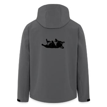 Liegender Hund auf dem Rücken - Recycelte Männer Softshell-Jacke von Stanley/Stella - Dunkles Petrol - Hinten - AI Model Male 185 light (185cm)