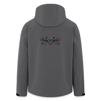Ornament mit Herzchen - Recycelte Männer Softshell-Jacke von Stanley/Stella - Dunkles Petrol - Hinten - AI Model Male 185 light (185cm)